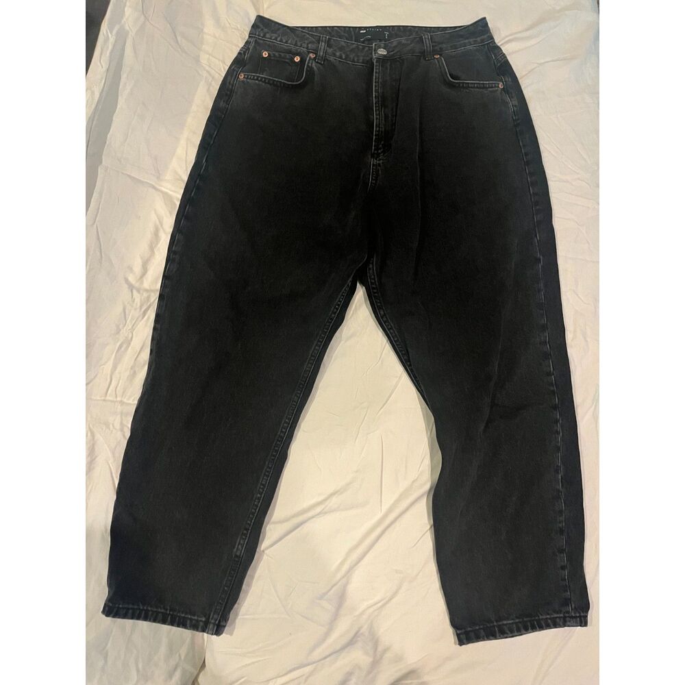 ASOS DESIGN Petite high rise 'Slouchy' mom jeans in washed black